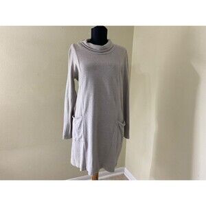 Pure Jill dress  soft touch cotton S Lagenlook grey turtleneck pockets shift.